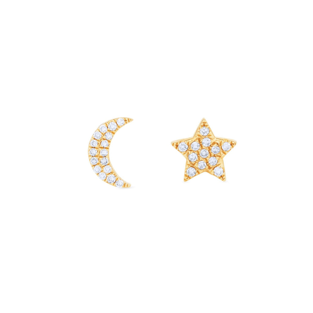 JL Rocks Fine Jewelry, Star + Moon Earrings