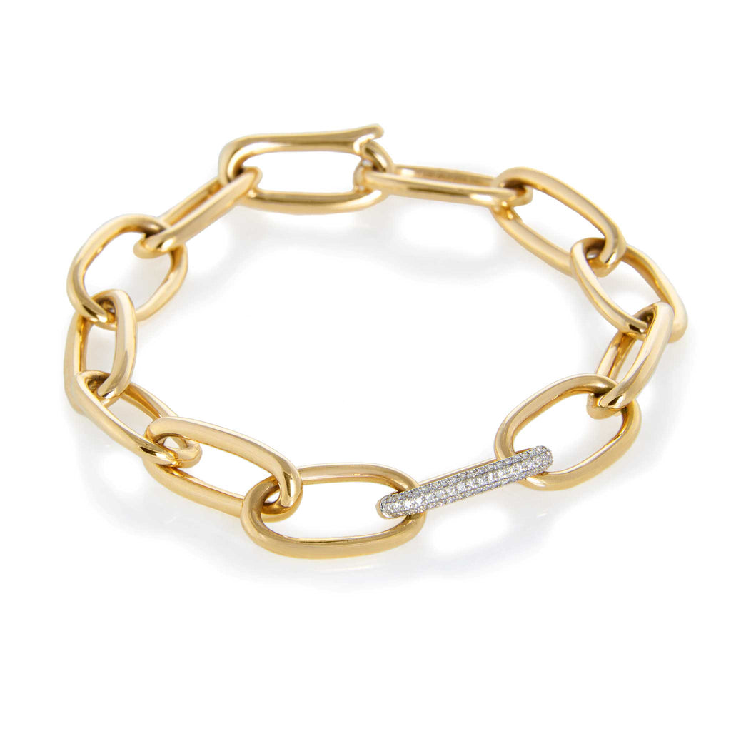 JL Rocks Fine Jewelry, Solid Gold Link Bracelet in Yellow Gold
