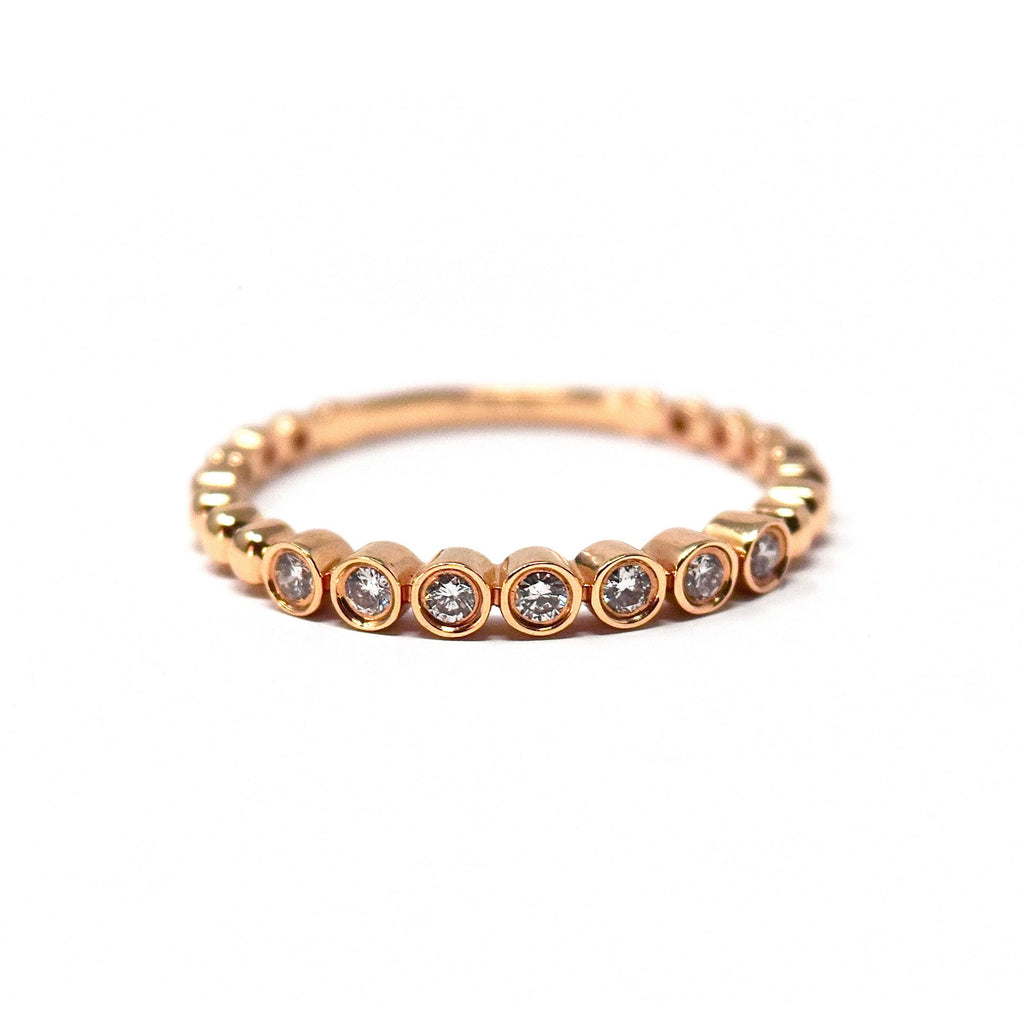 JL Rocks Fine Jewelry, Deluxe Caviar Band Ring in Rose Gold