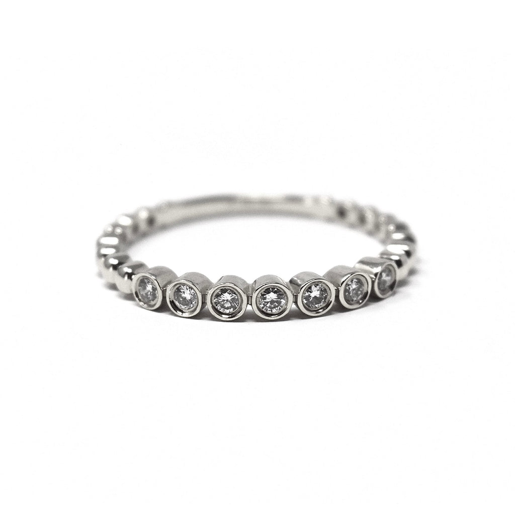 JL Rocks Fine Jewelry, Deluxe Caviar Band Ring in White Gold