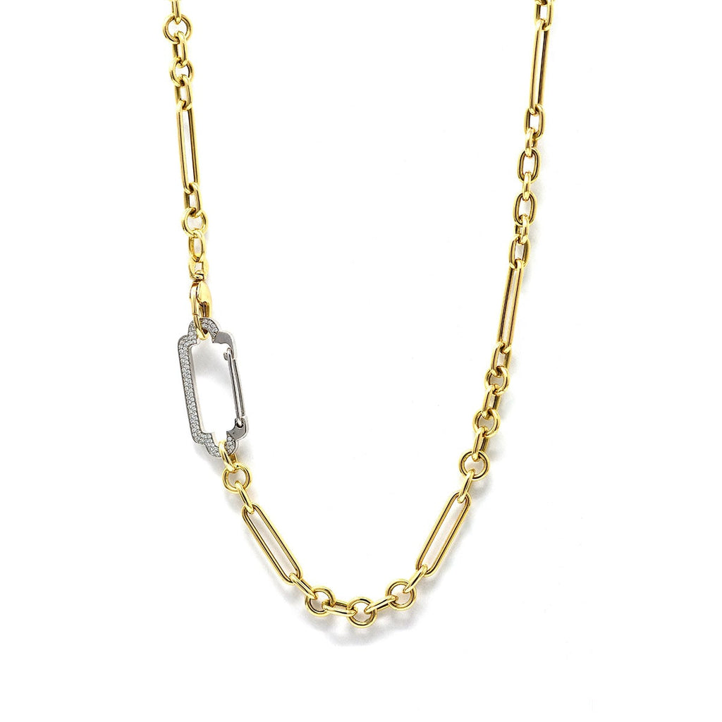 JL Rocks’ Randi Chain in Yellow Gold clasped with Peggy Reiner Carabiner in White Gold