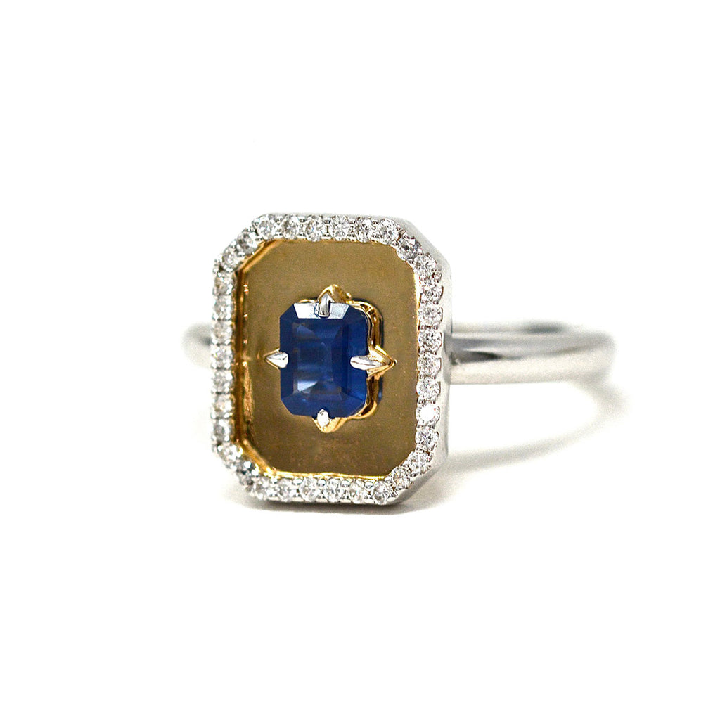 Two-Tone Sapphire Portrait Ring