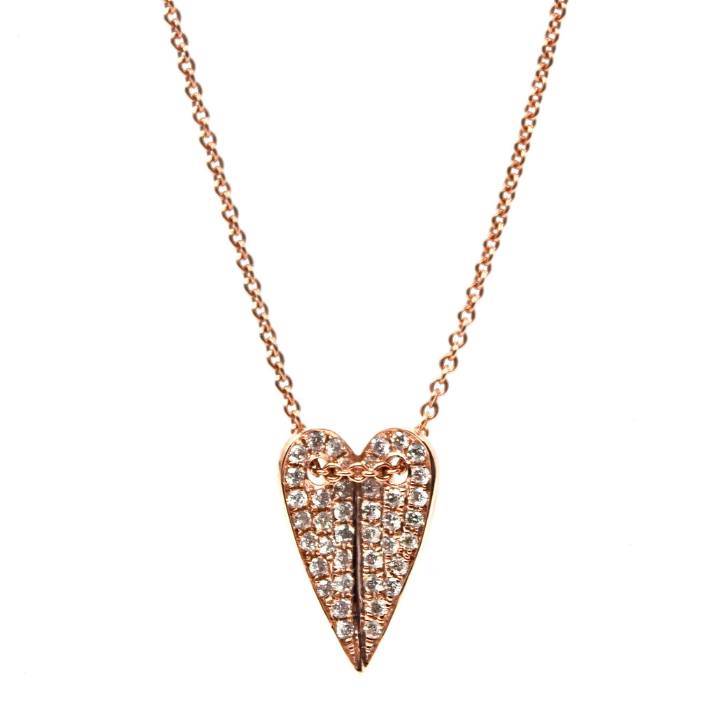 JL Rocks Fine Jewelry, Folded Heart Necklace in Rose Gold