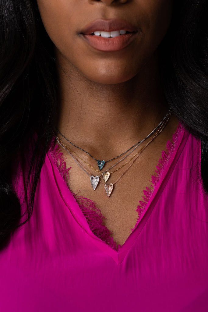 JL Rocks Fine Jewelry, Folded Heart Necklace for scale