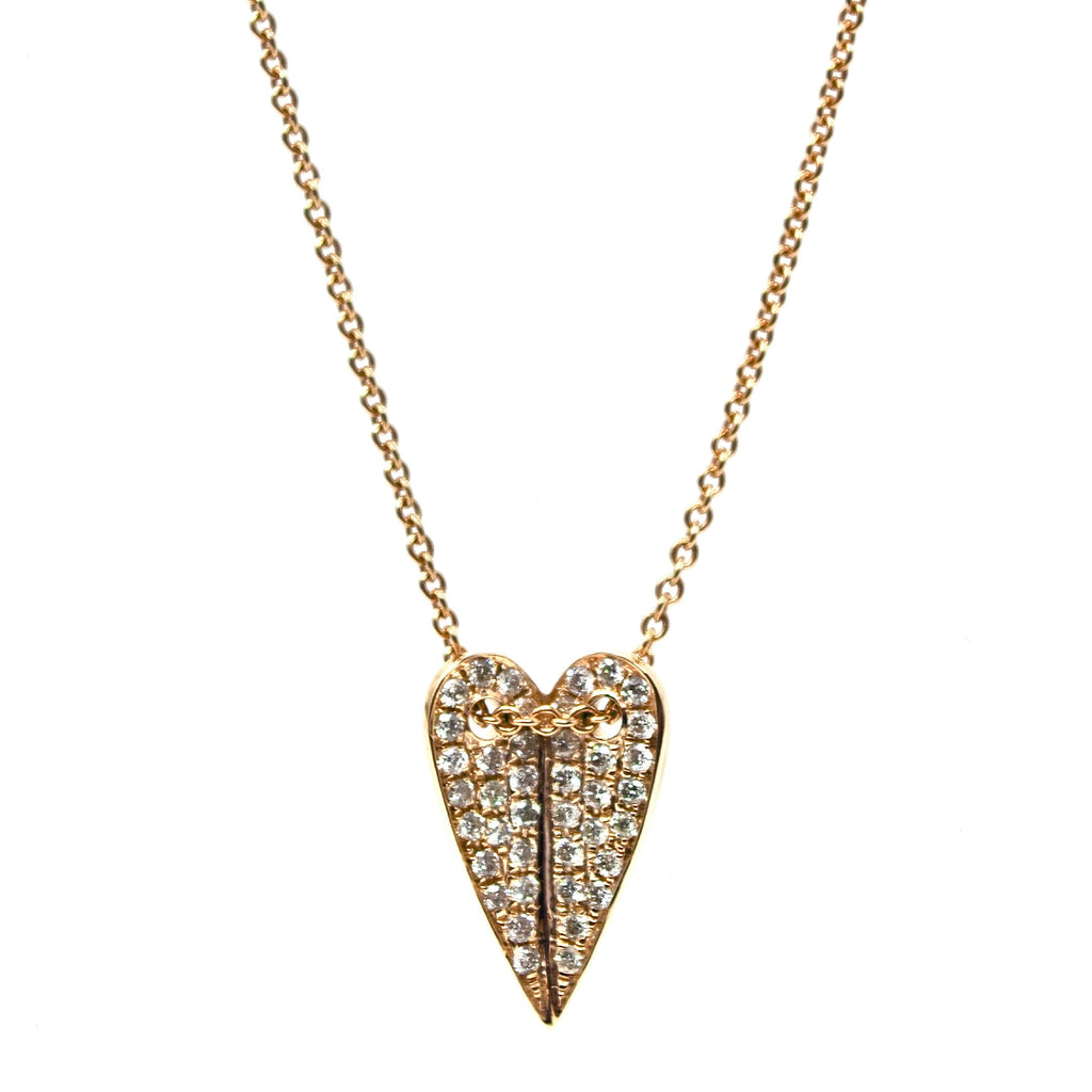 JL Rocks Fine Jewelry, Folded Heart Necklace in Yellow Gold