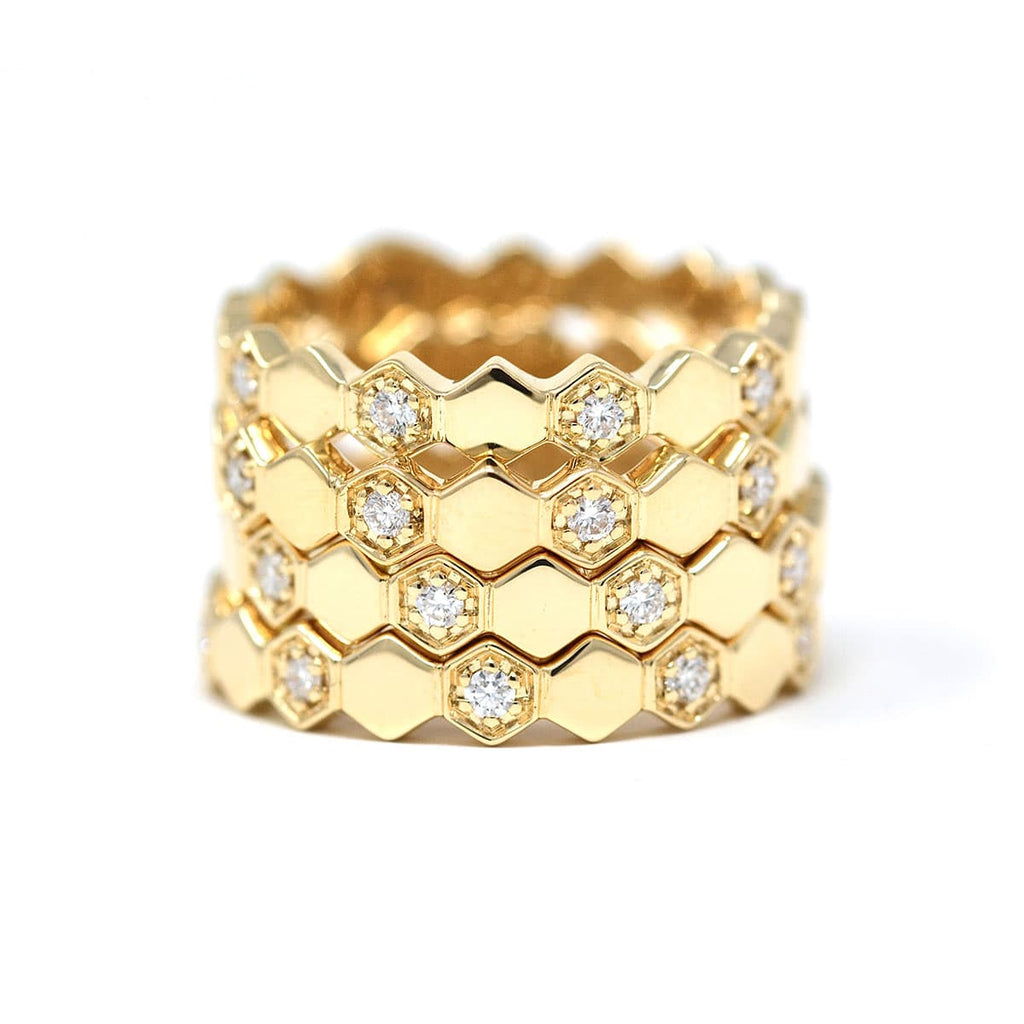 JL Rocks Haute Hex Ring stacked 4-up