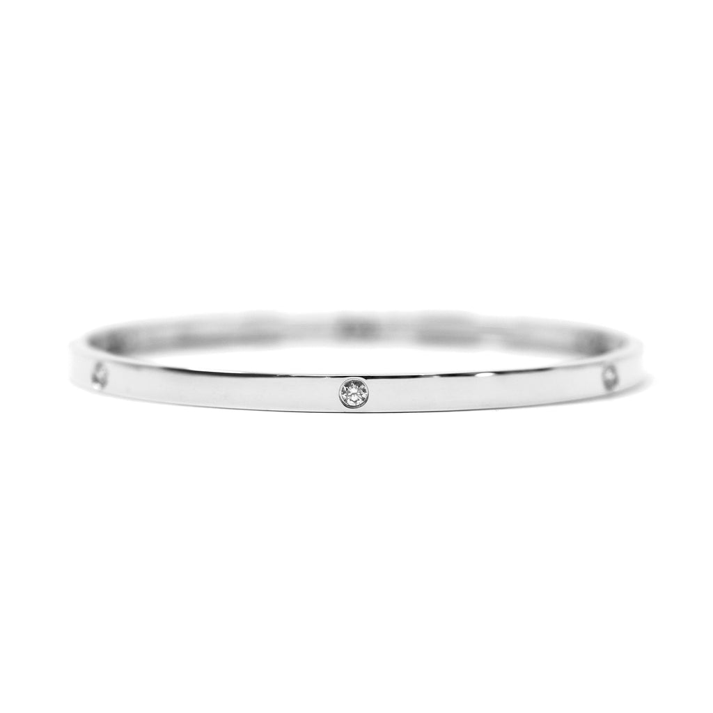 JL Rocks Tracey Bangle in White Gold