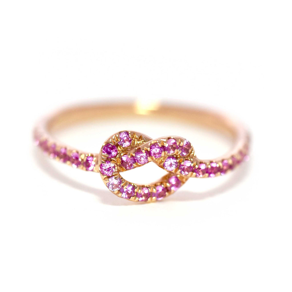 Rose Gold with Pink Sapphires Love Knot Ring